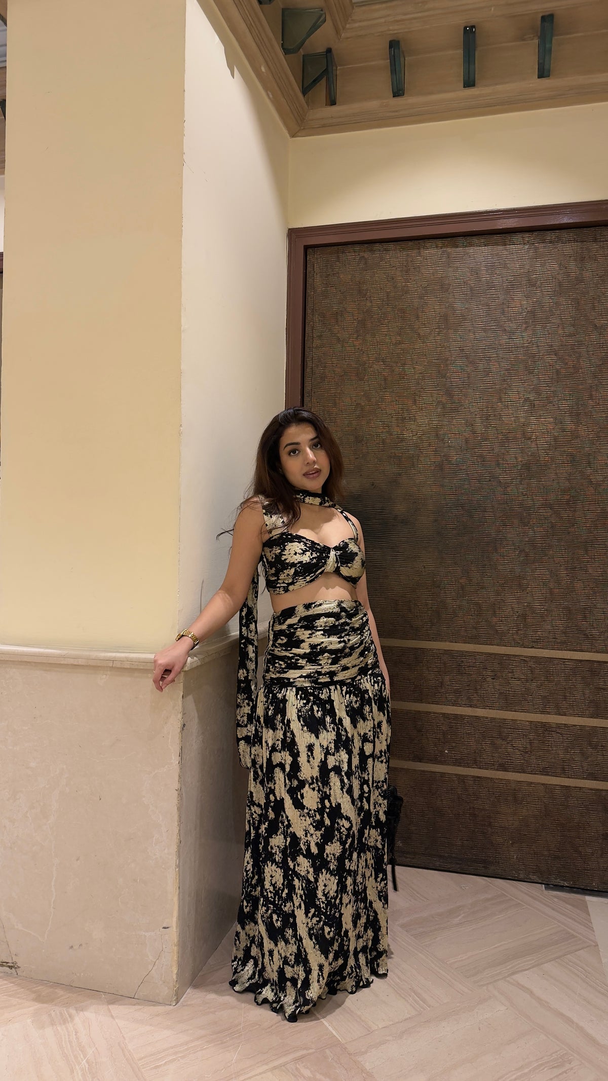 Golden Foil Skirt Set