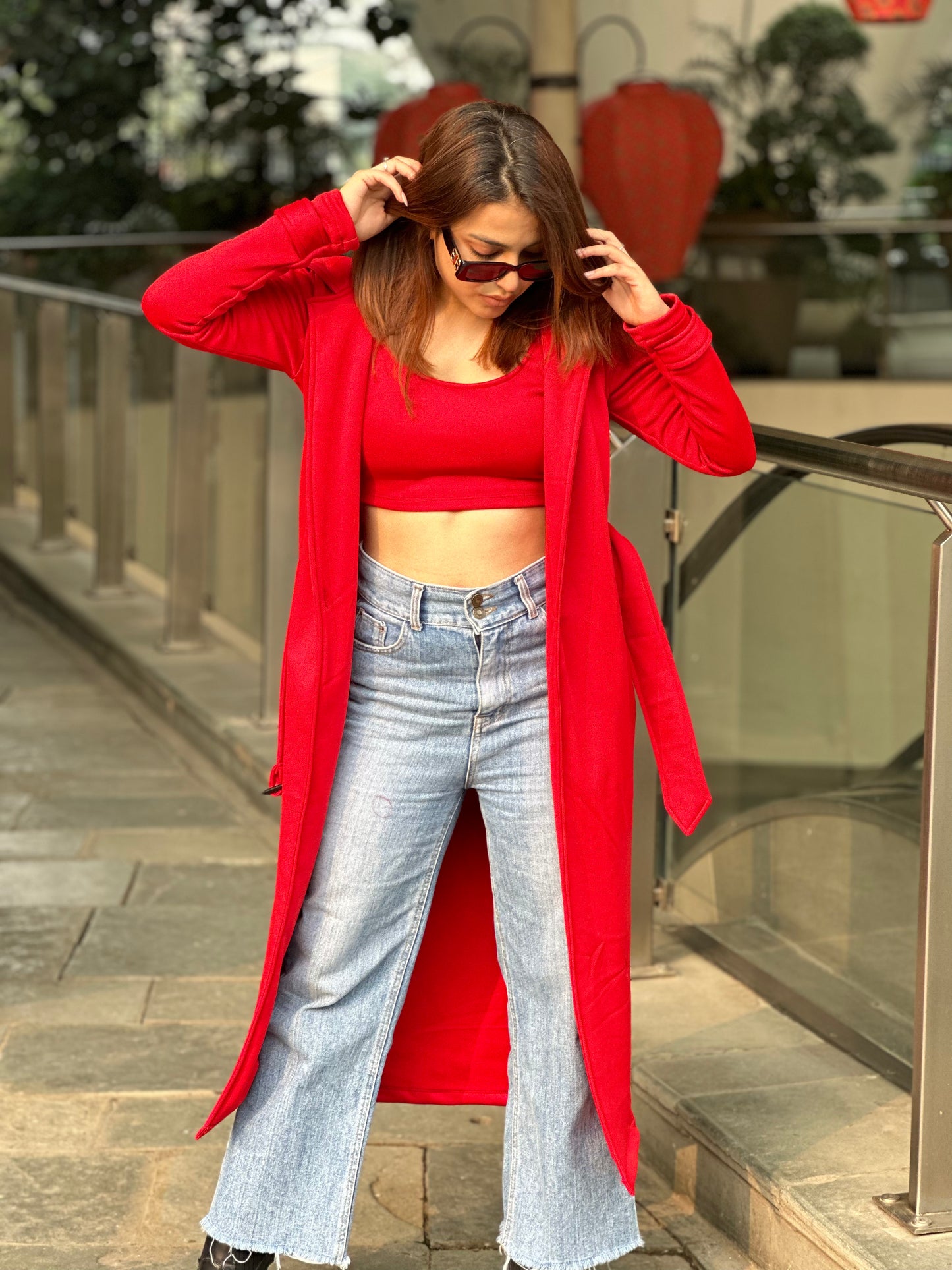 Crop Top With Long Shrug Jacket