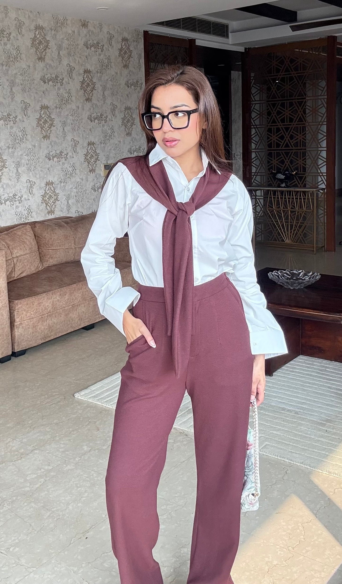 Dusty Maroon Trousers Set