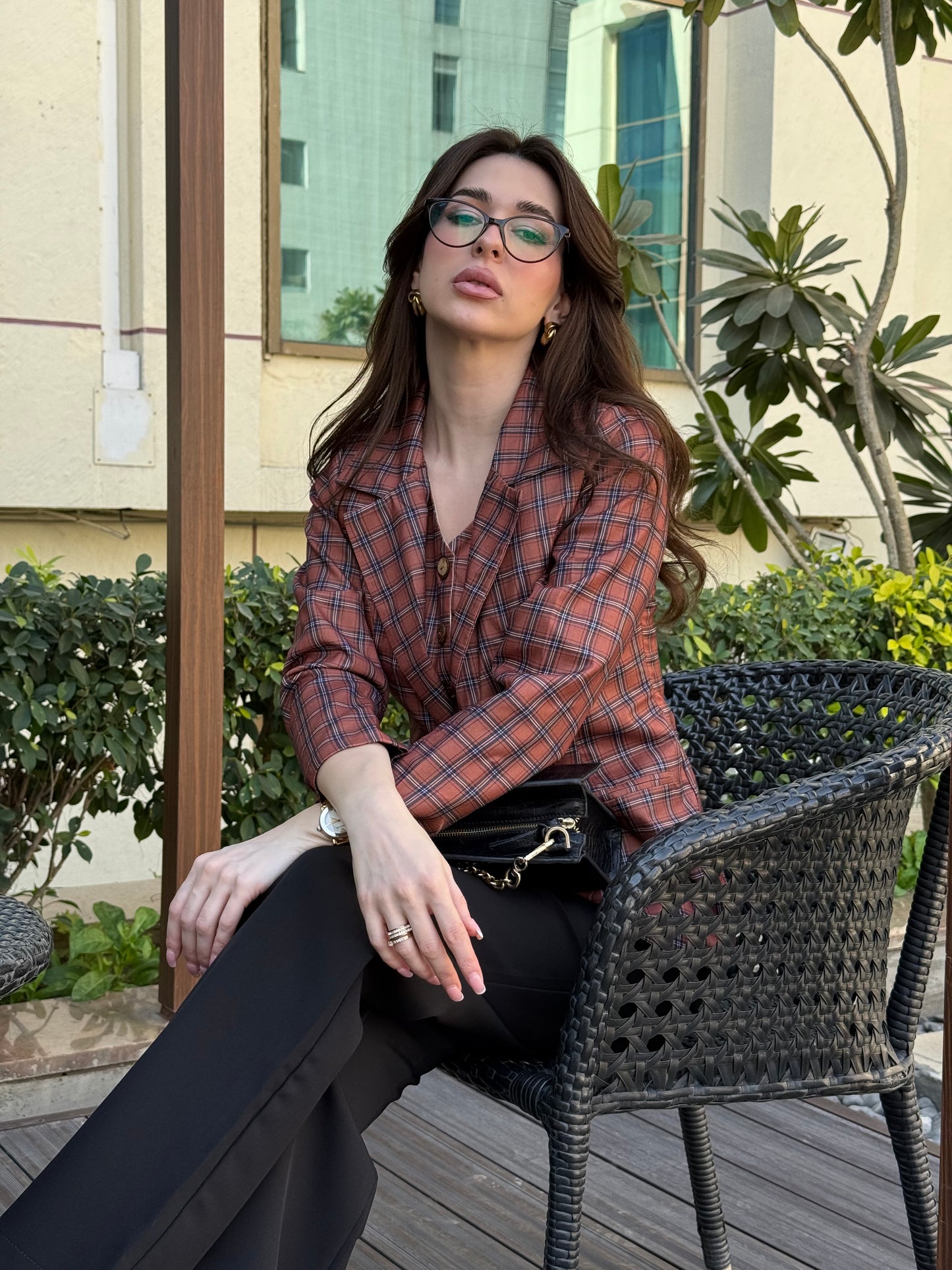 Checked Blazer With Waist Coat