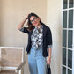 Cotton Scarf Vest With Linen Blazer