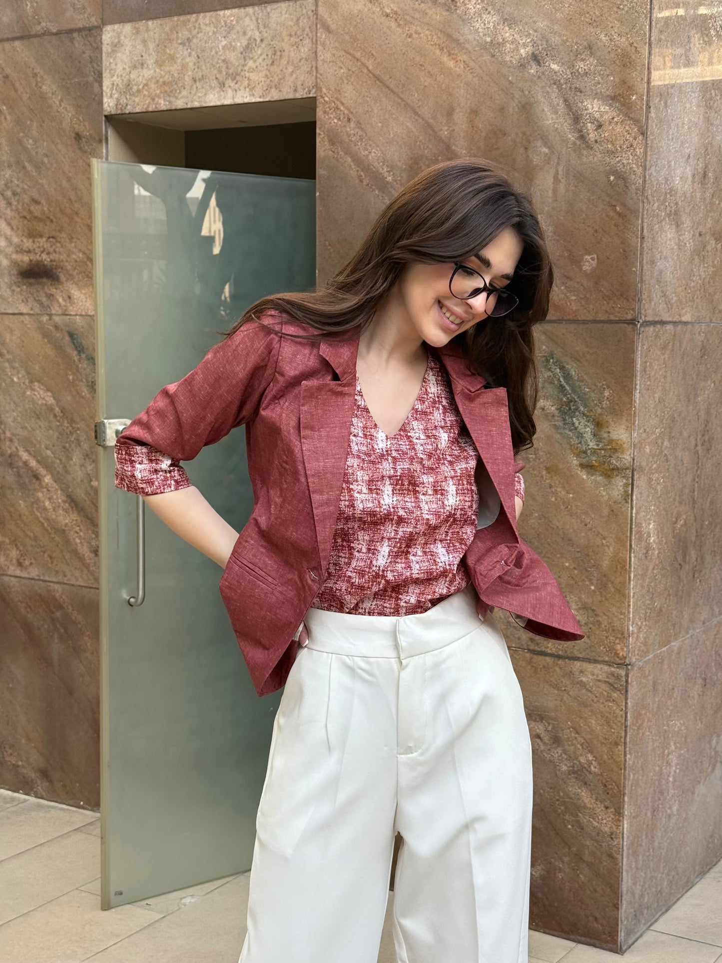Rust 3/4th Blazer With Vest