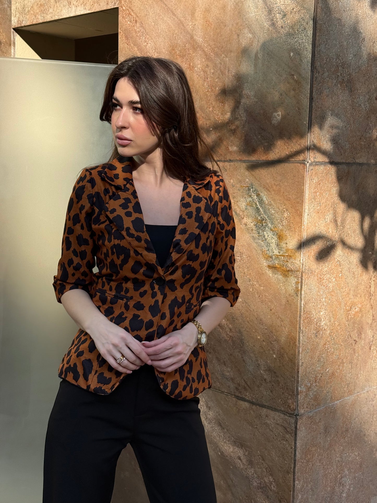 Animal Print 3/4th Sleeve Blazer