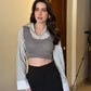 Clerical Cropped Shirt & Sweater Set