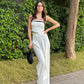 White Corset Waist Wide Leg Pants