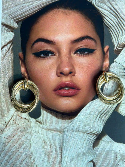 Chunky Three Layer Hoop Earring