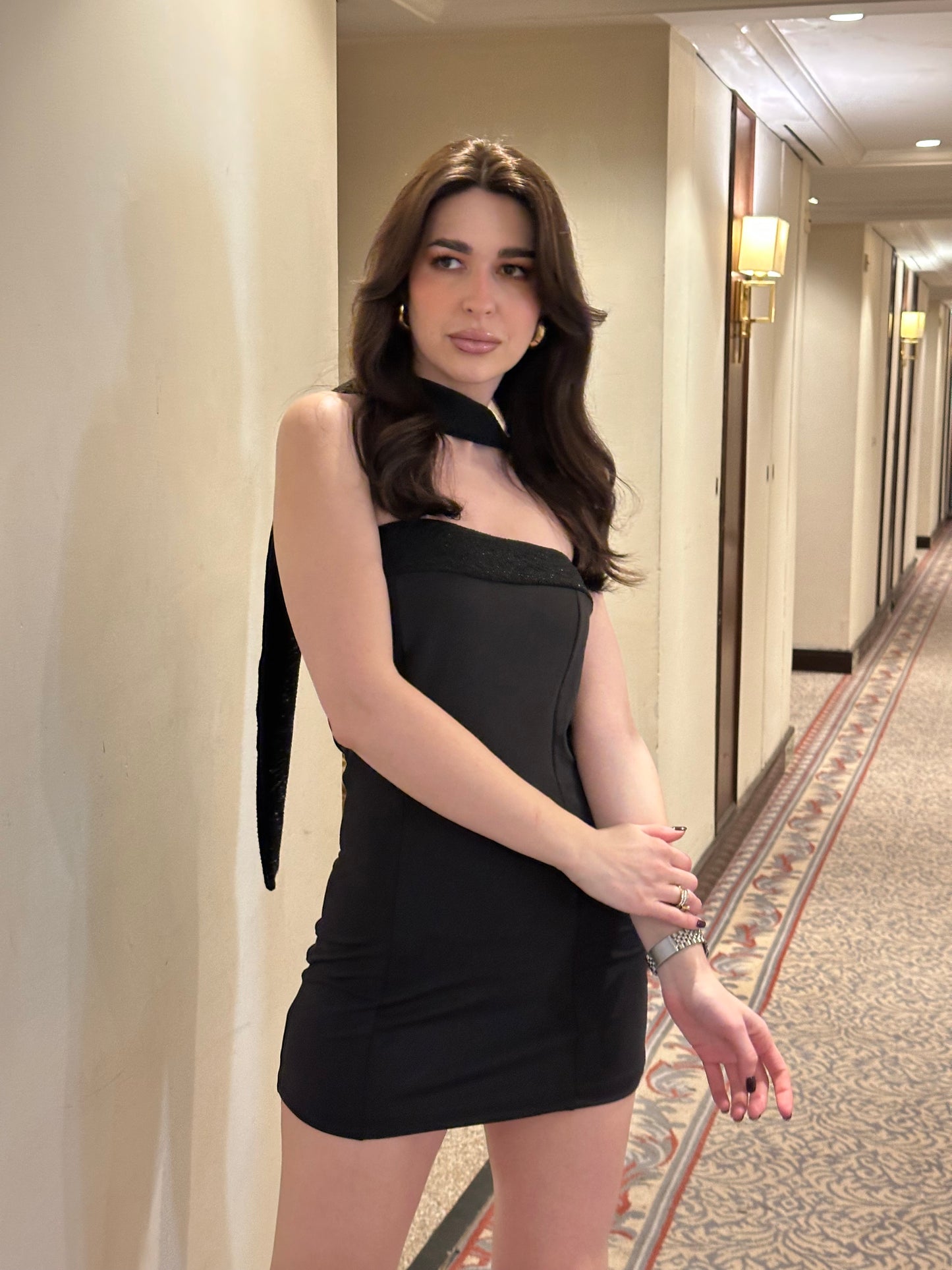 Y2K Black Mini Dress With Stole