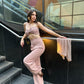 High Corset Waist Wide Leg Pants