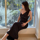 StyleAsh Black Fitted Padded Sequins Gown Dress