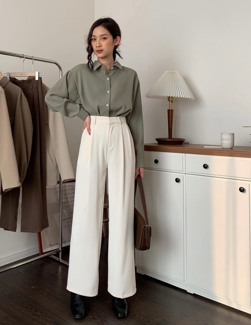 Basic Shirts With High Waist Corporate Pants