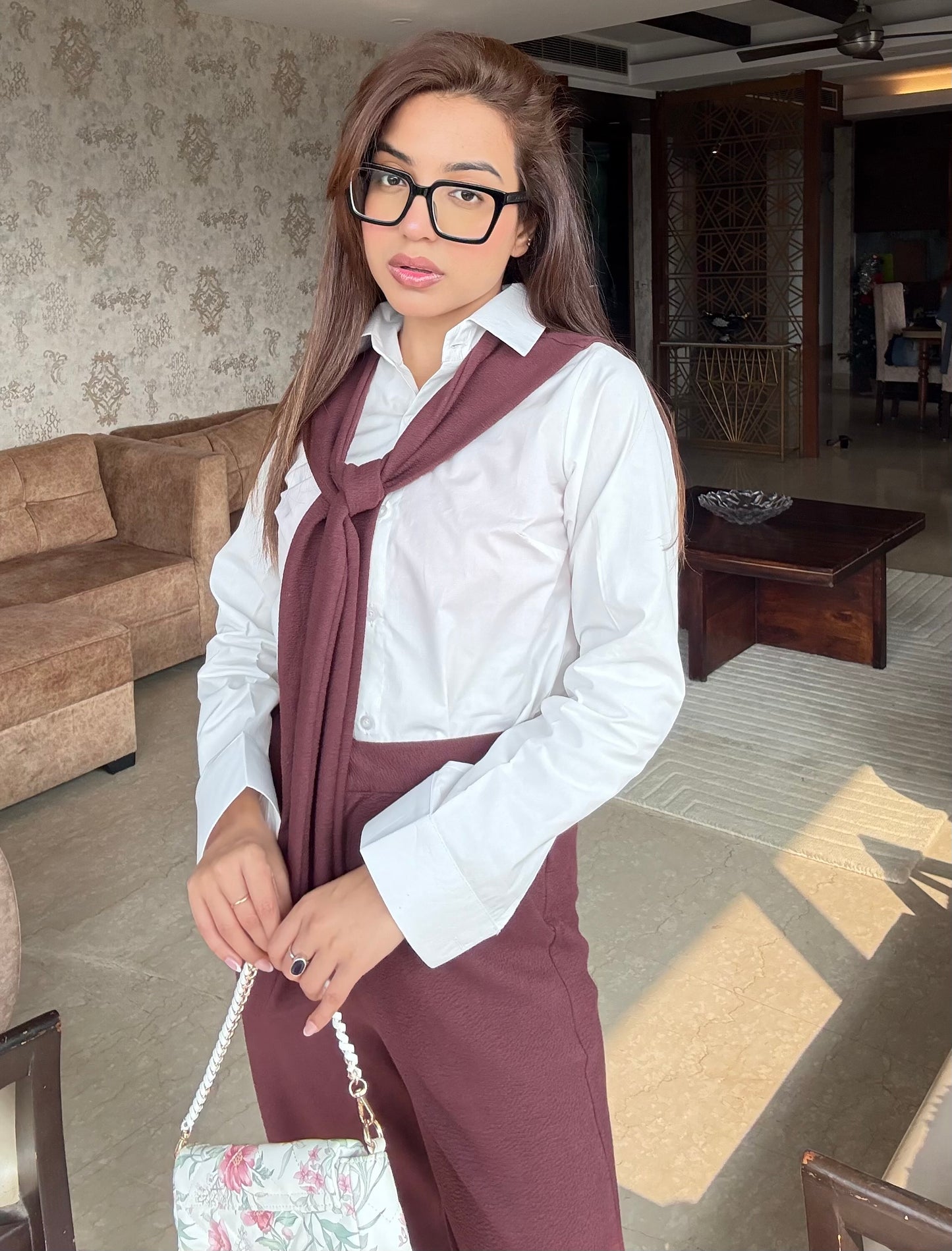 Dusty Maroon Trousers Set