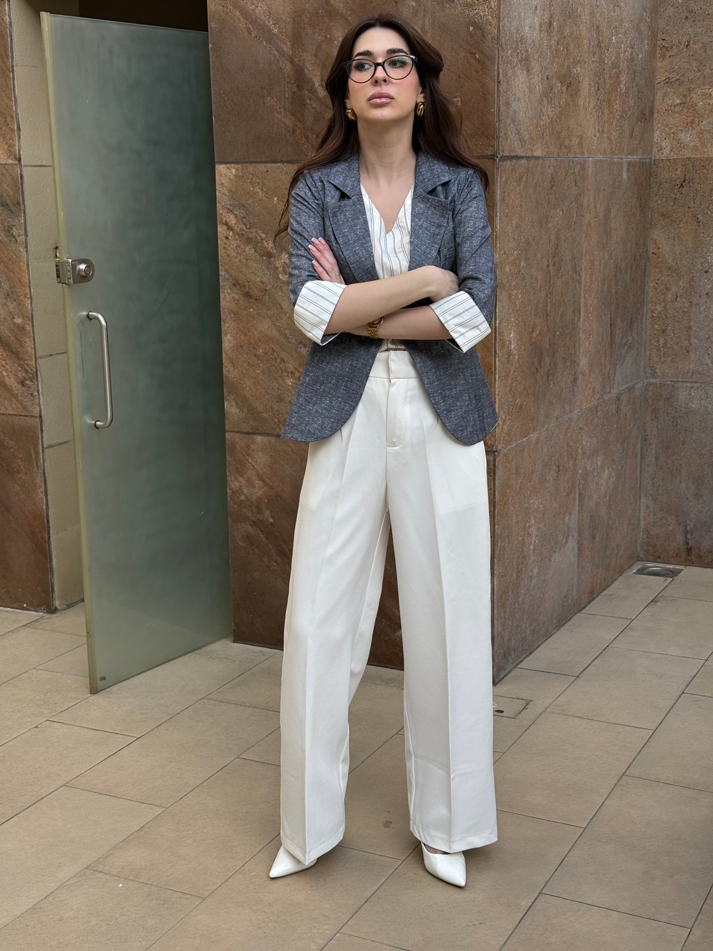 Charcoal 3/4th Blazer With Vest