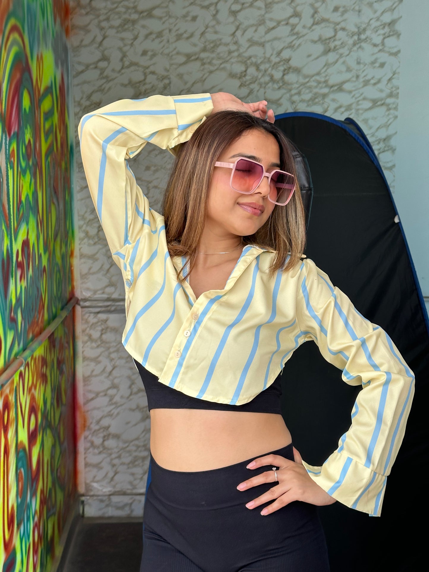 Summer Striped Vibrant Crop Shirts