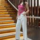 Scarf Top With White Pants