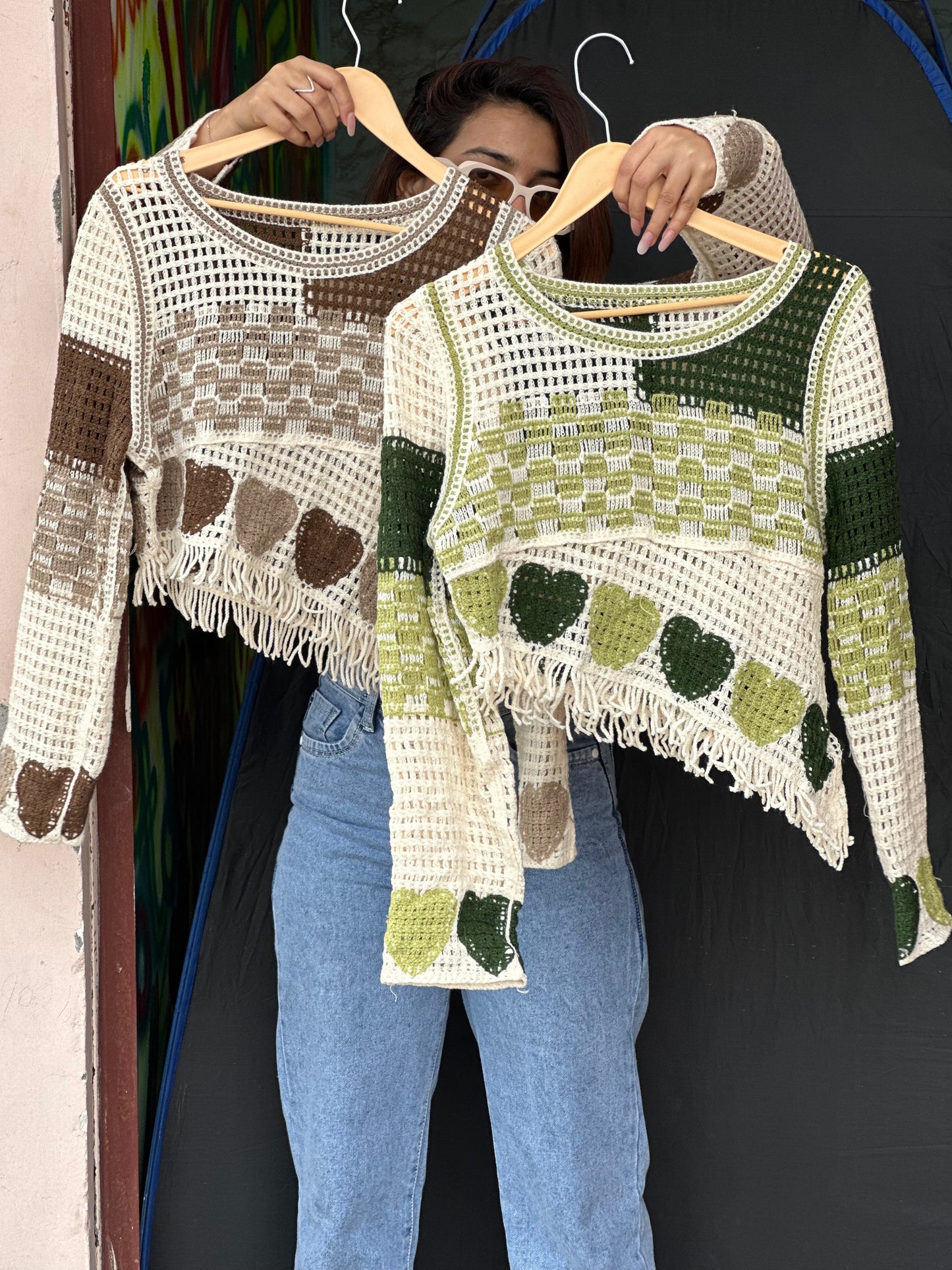 Crochet Asymmetrical Full Sleeves Top