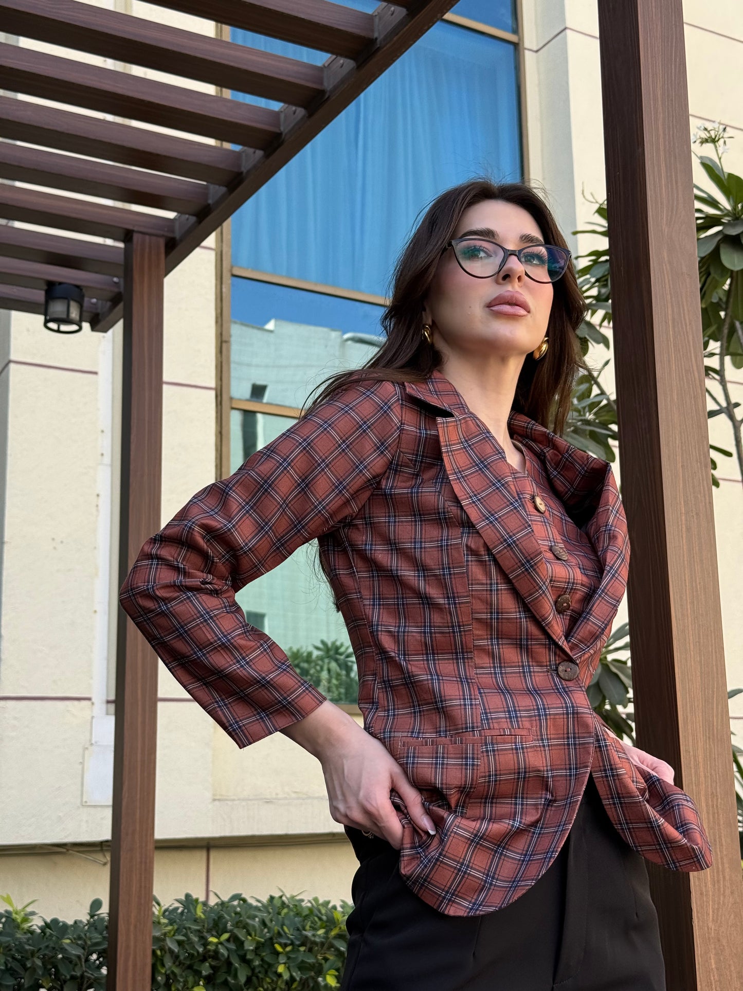 Checked Blazer With Waist Coat