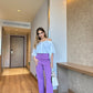 Set Of Off-Shoulder Shirt With Lilac Pants