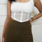 Combo Deal: White Mesh Detail Tank Top With Stretch Pants