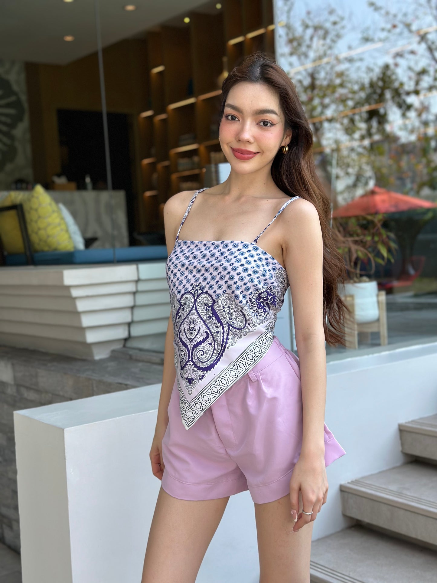 Vintage Print Scarf Tops
