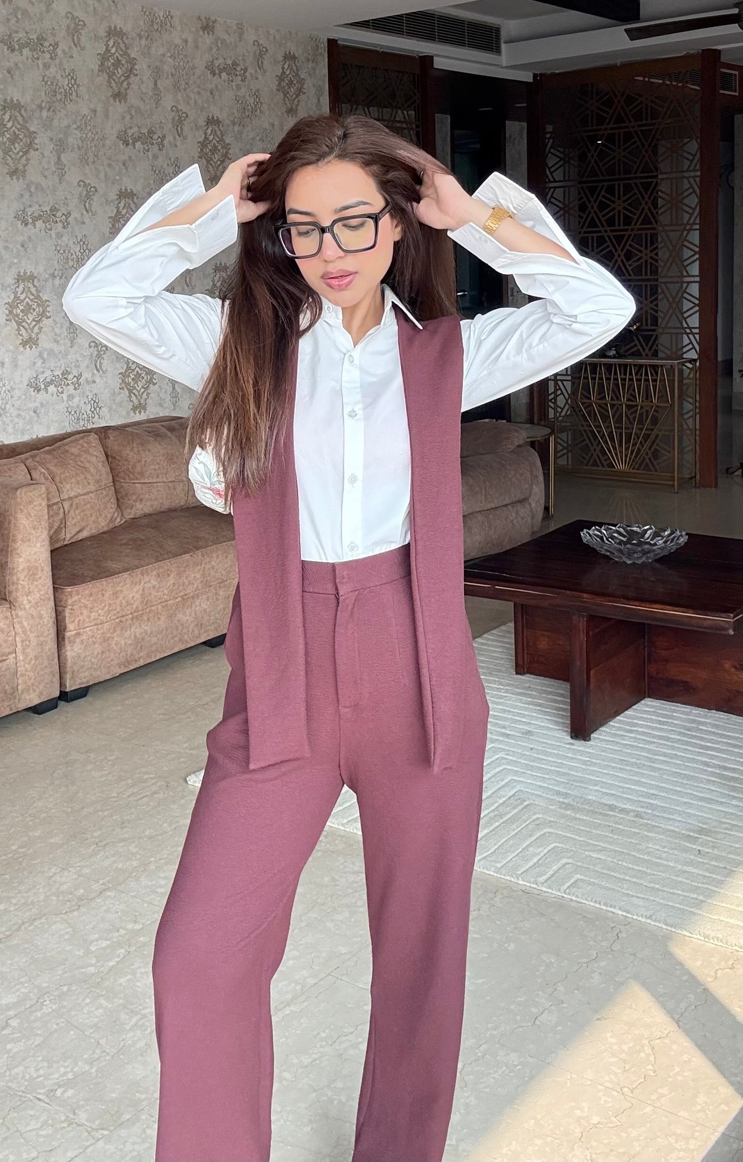 Dusty Maroon Trousers Set