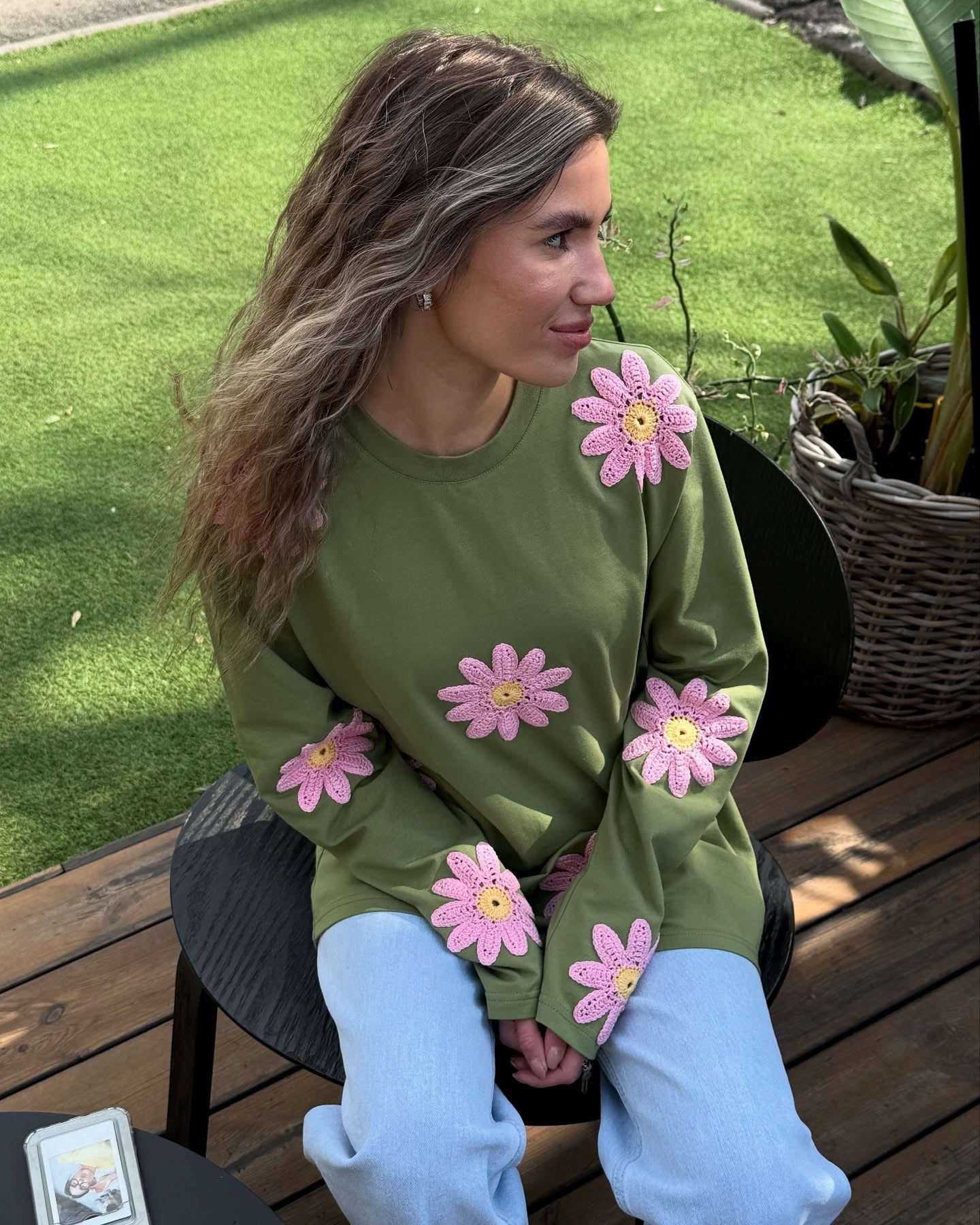 Crochet Flower Full Sleeves Top (Set Of 2)