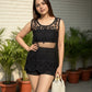 Mesh Embroidered Tunic Top With Skirt