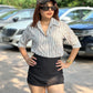 Combo Deal: Striped Shirt With Black Skorts