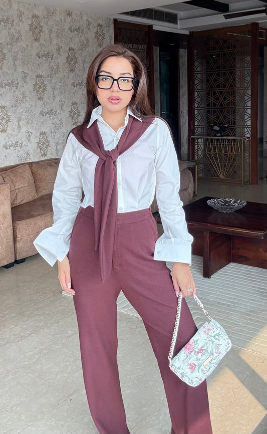 Dusty Maroon Trousers Set