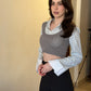 Clerical Cropped Shirt & Sweater Set