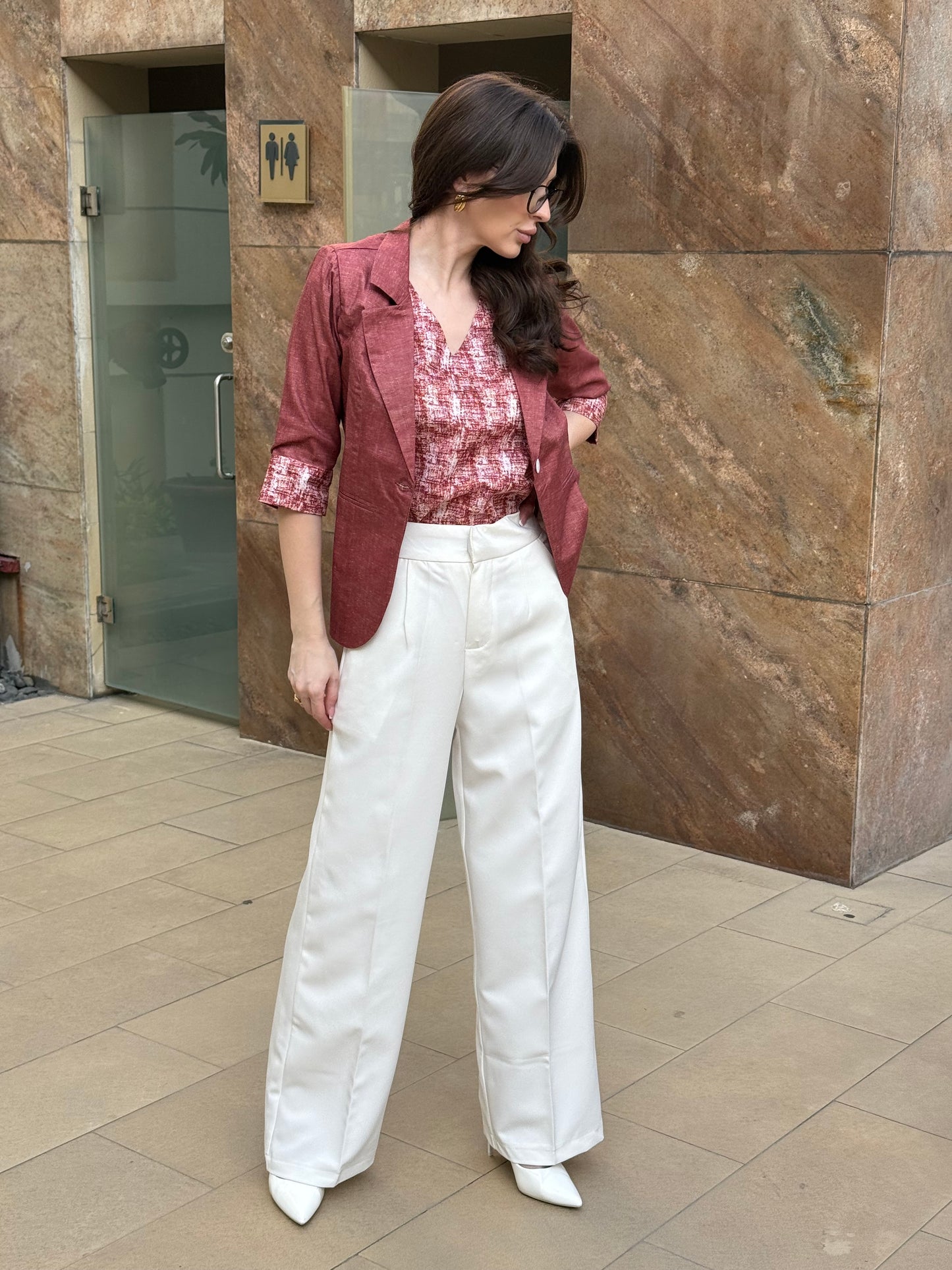 Rust 3/4th Blazer With Vest
