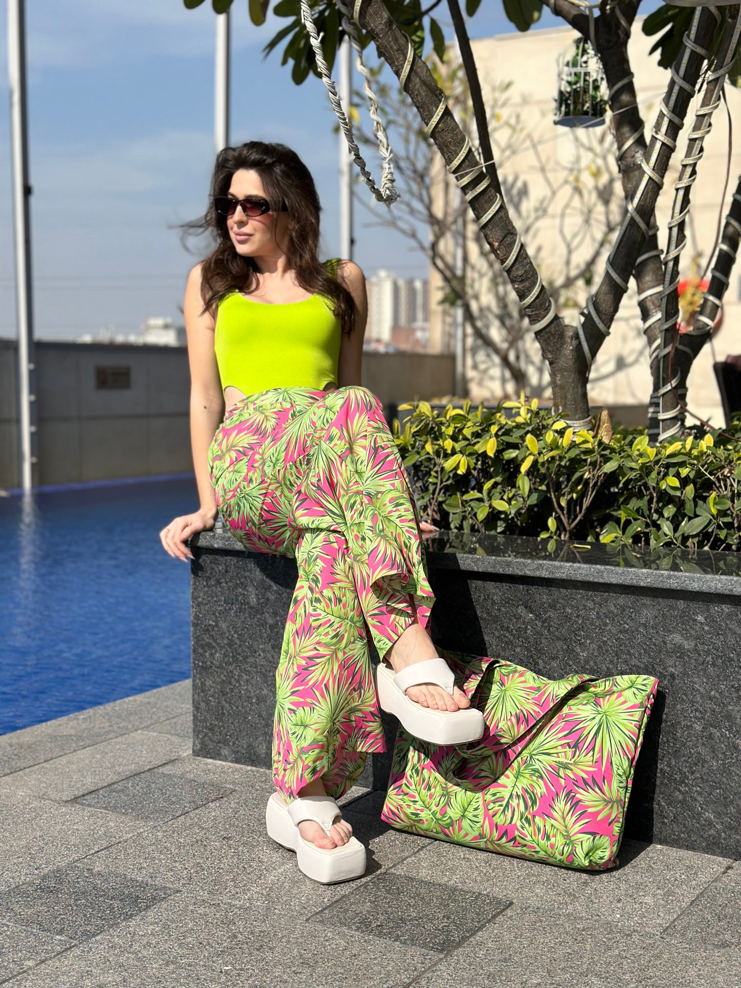 Tropical Pants With Bag & Bodysuit