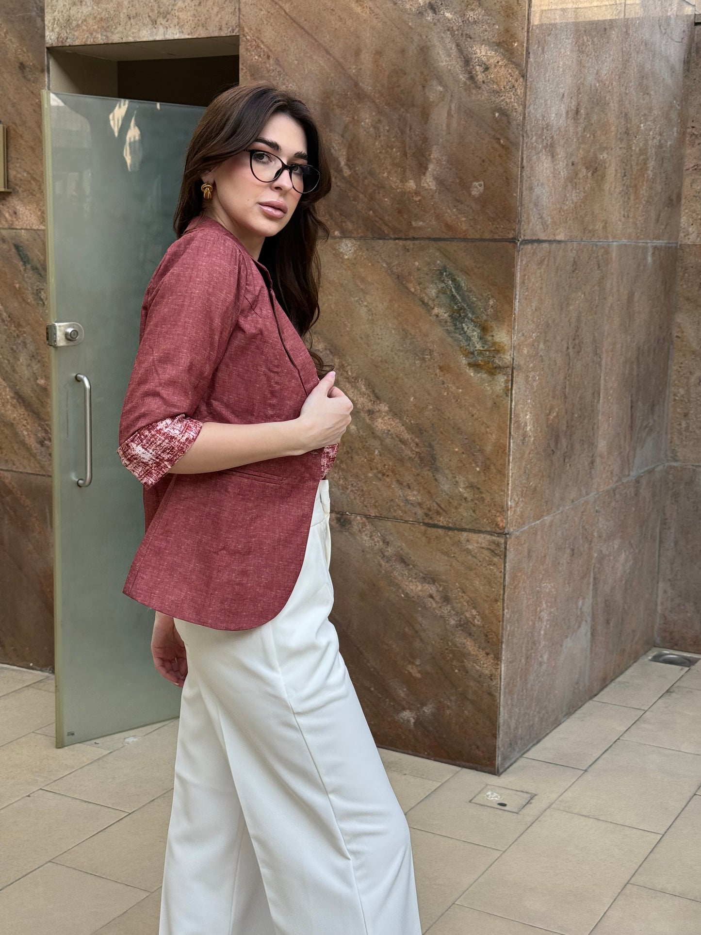 Rust 3/4th Blazer With Vest