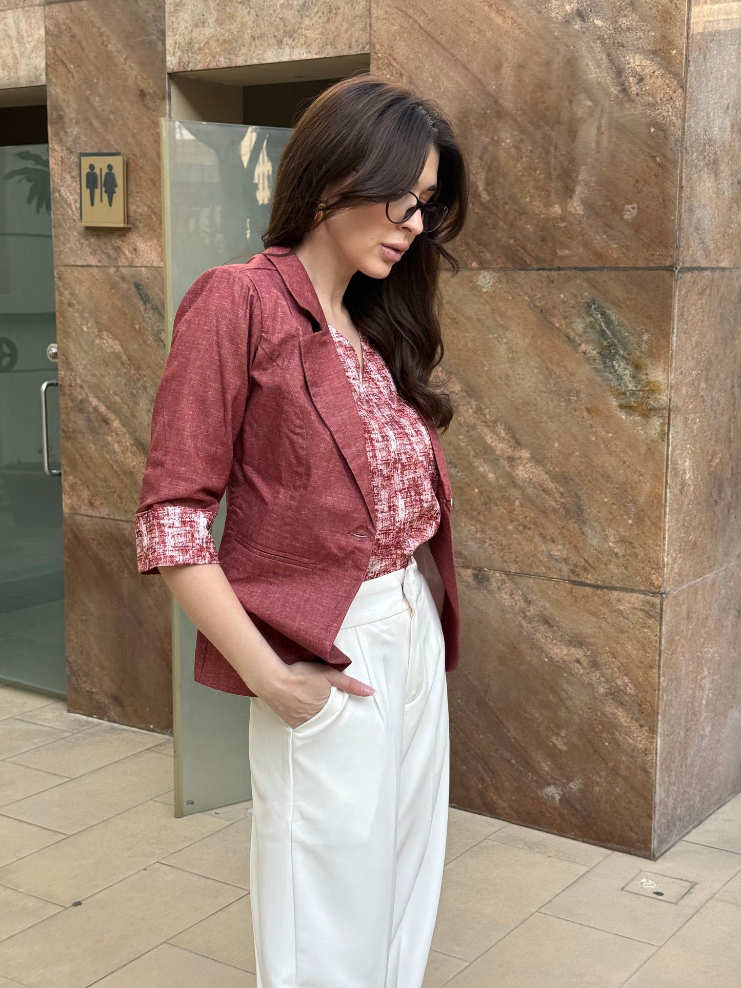 Rust 3/4th Blazer With Vest