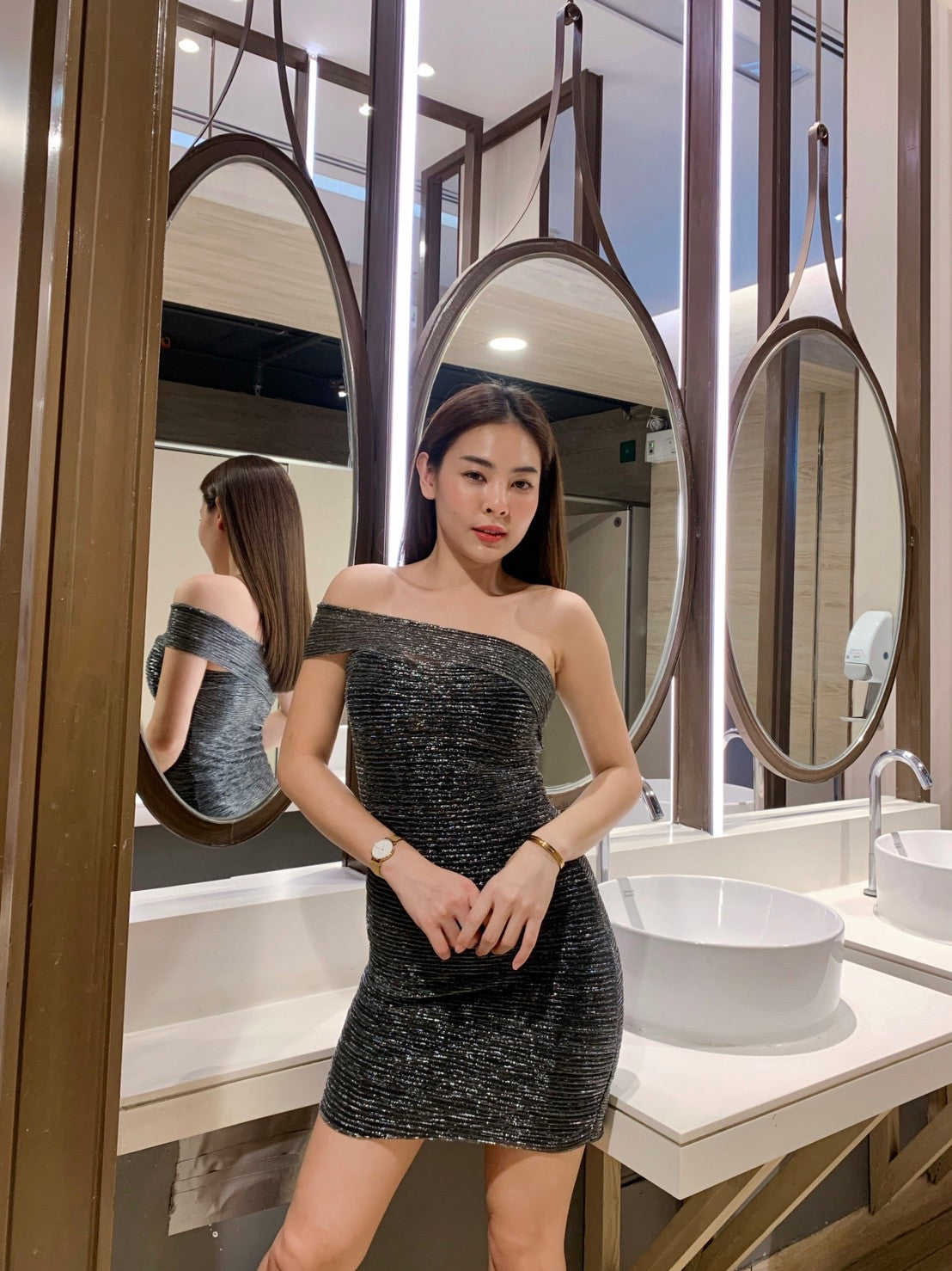 Shimmer Padded Fitted Tube Dress