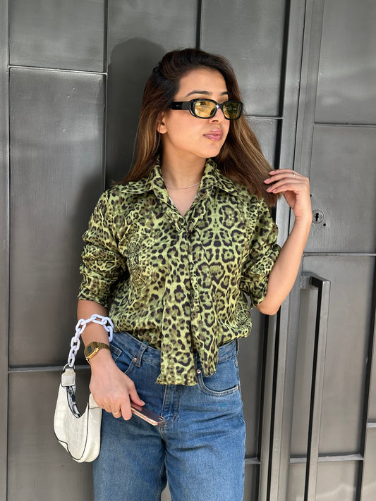 Printed Poly Shirt With Scarf
