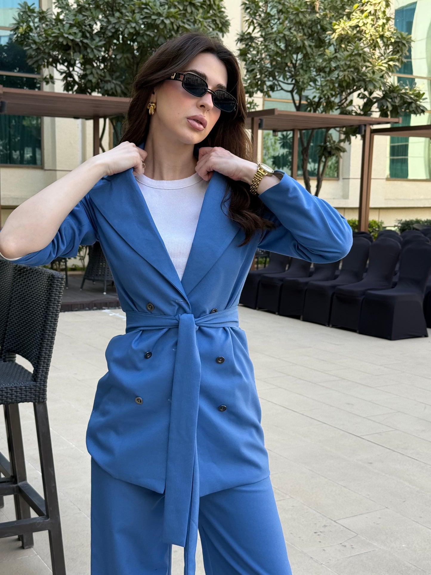Aristocratic Blue Blazer Set