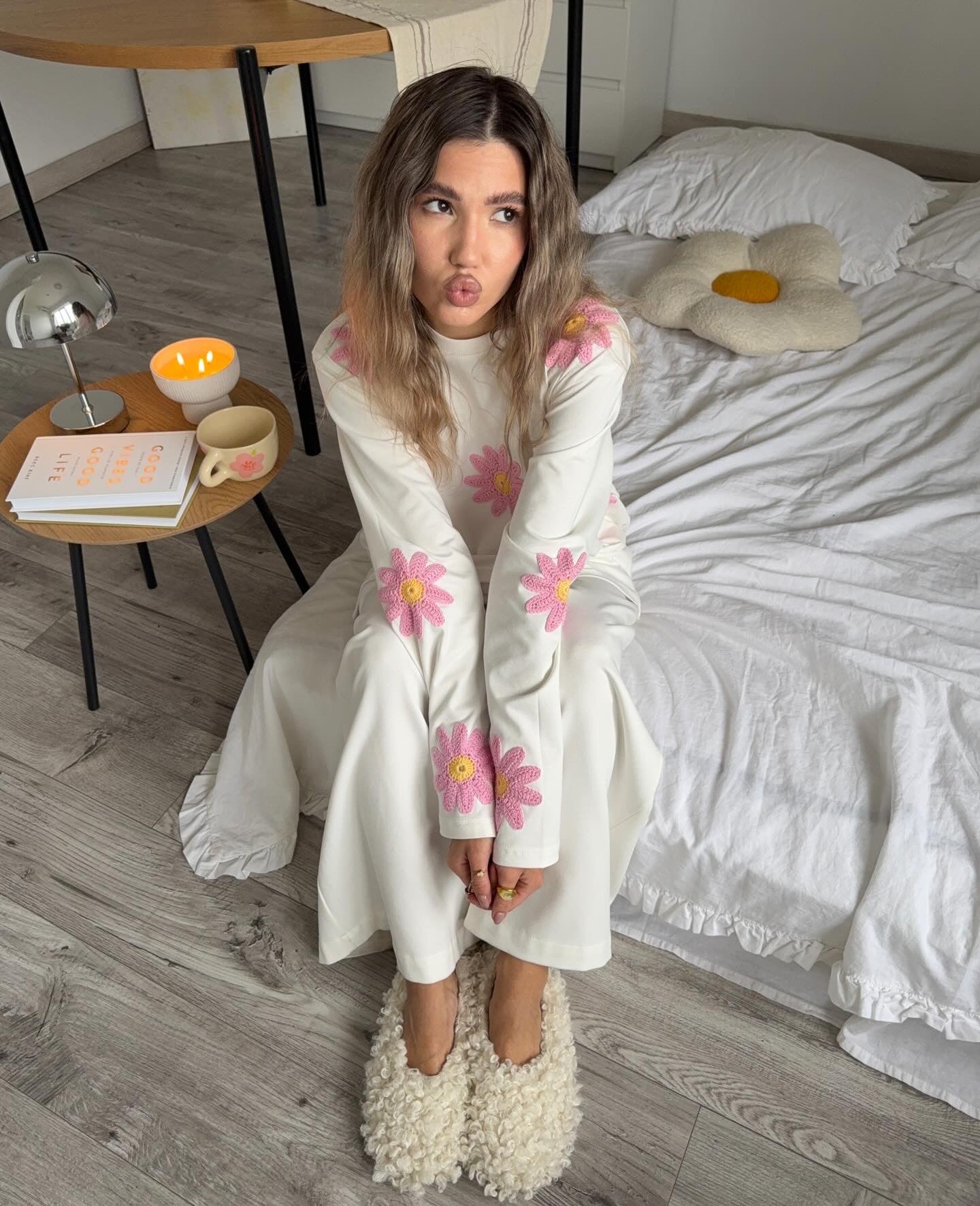 Crochet Flower Full Sleeves Top (Set Of 2)