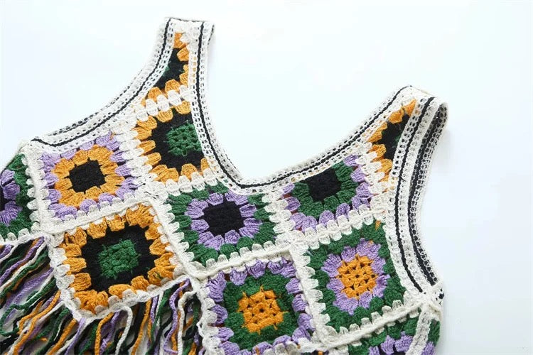 Crochet Fringe Knitwear Top