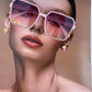 Oversized Peach Frame Tinted Sunglasses