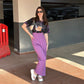 High Corset Waist Wide Leg Pants