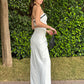 White Corset Waist Wide Leg Pants