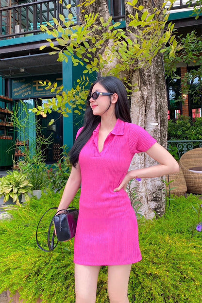 Basic Collar Short Dress