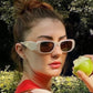 Beige Rectangle Frame Sunglasses