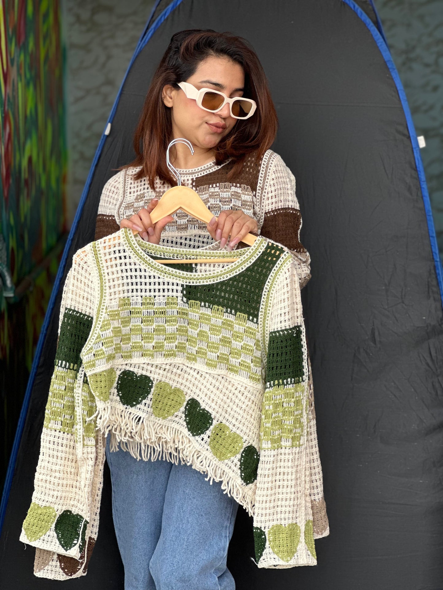 Crochet Asymmetrical Full Sleeves Top