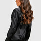 Black Satin Shirt With Black High Waist Pants