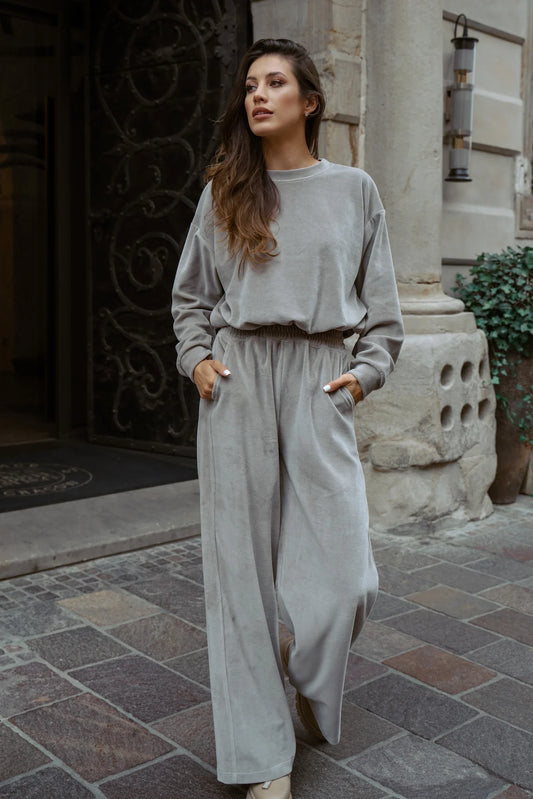 Light Grey Soft Velvet Co-ordinates