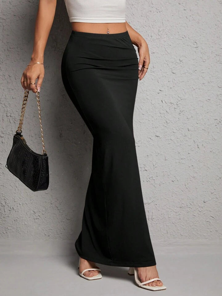 Side Slit Long Black Skirt – StyleAsh