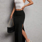Side Slit Long Black Skirt