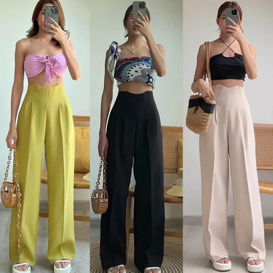 High Corset Waist Wide Leg Pants