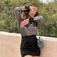 Satin Shirt With Velvet Sequins Skirt